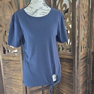 Nautica Dark Blue Women's Short‎ Sleeve Top with Side Knot